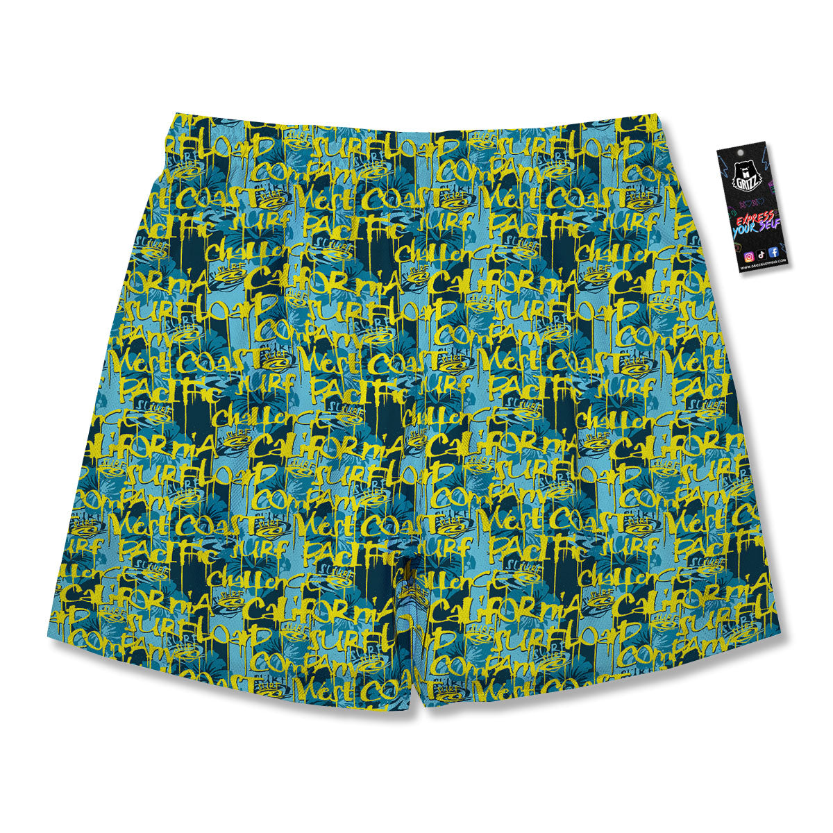 Surfing Graffiti Print Pattern Men's Running Shorts-grizzshop