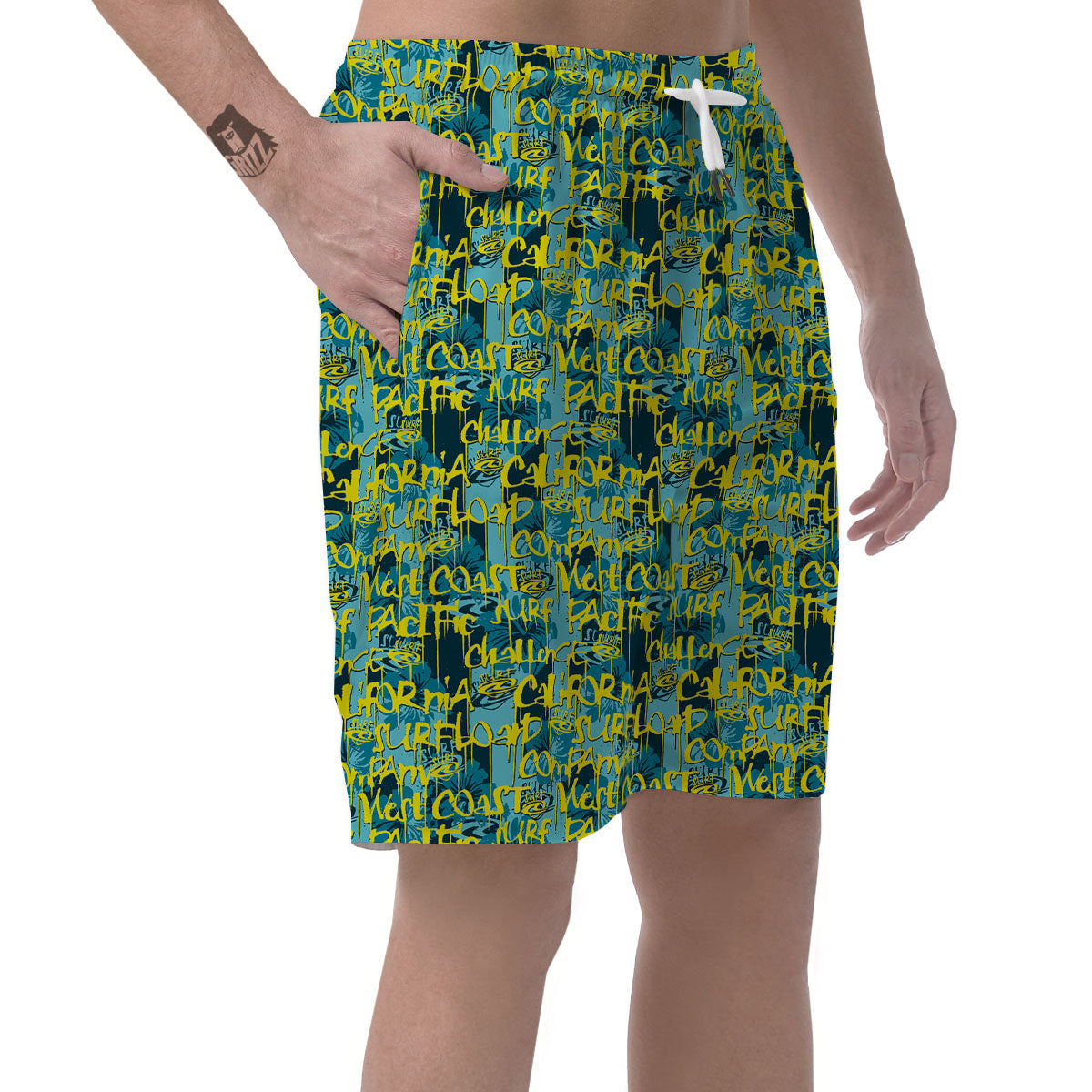 Surfing Graffiti Print Pattern Men's Shorts-grizzshop