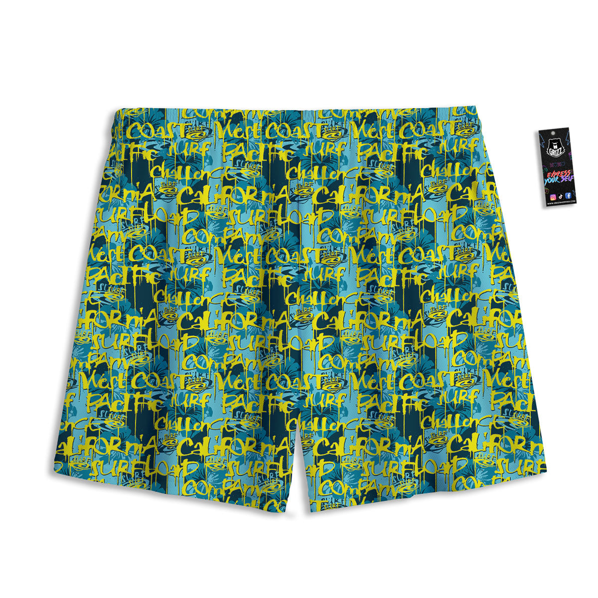 Surfing Graffiti Print Pattern Mesh Shorts