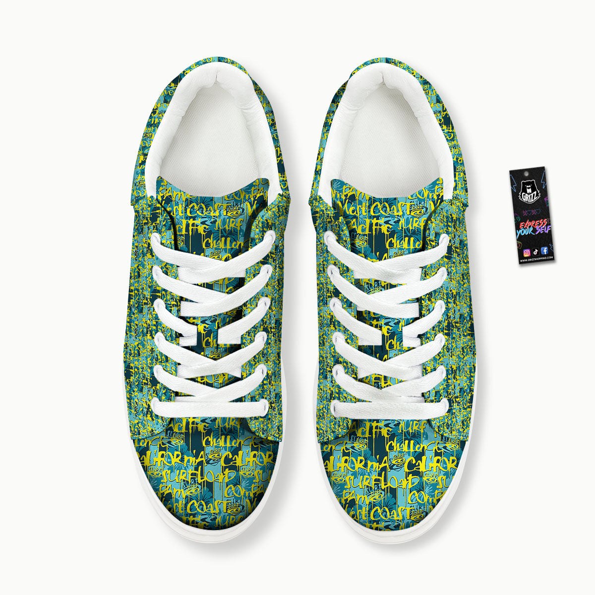 Surfing Graffiti Print Pattern Platform Shoes-grizzshop