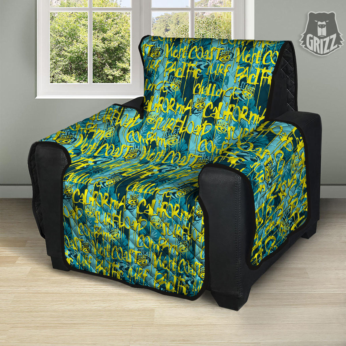 Surfing Graffiti Print Pattern Recliner Protector-grizzshop