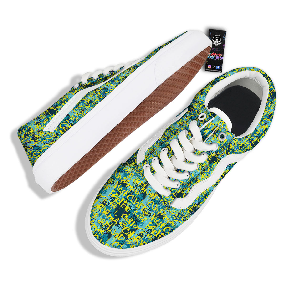 Surfing Graffiti Print Pattern Skate Shoes-grizzshop