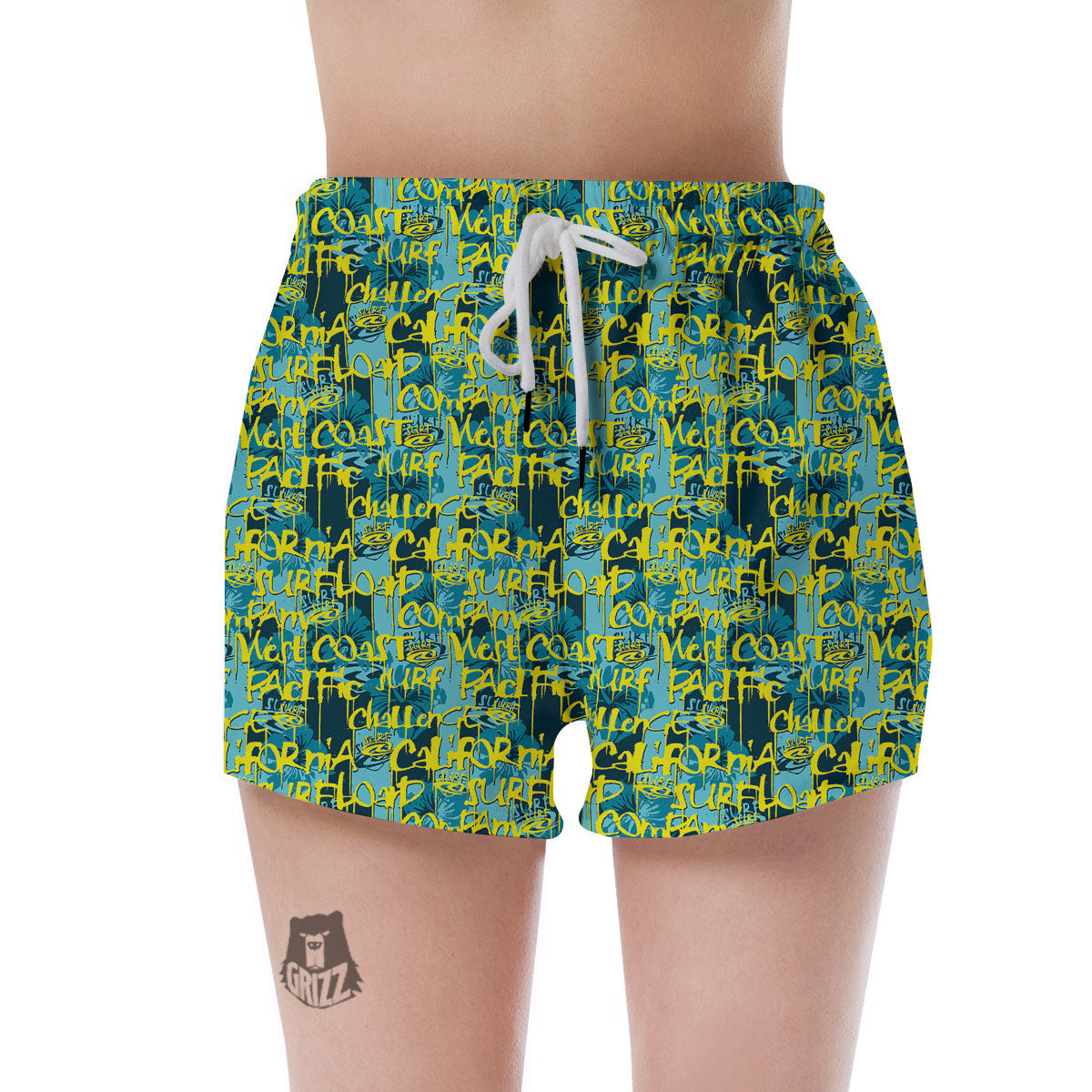 Surfing Graffiti Print Pattern Women's Shorts-grizzshop