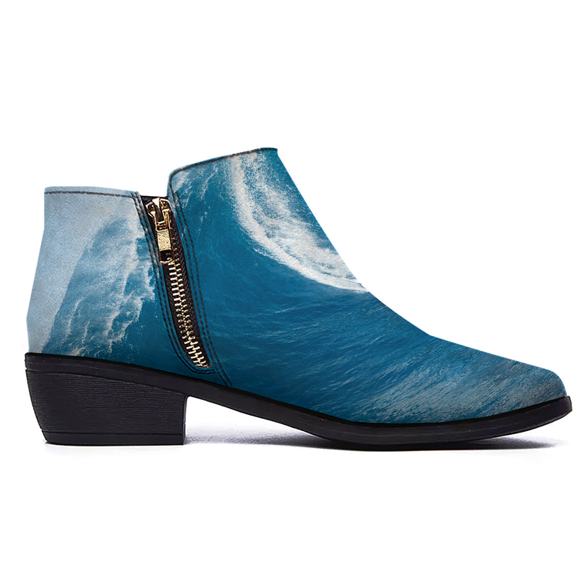 Surfing On Sea Print Ankle Boots-grizzshop