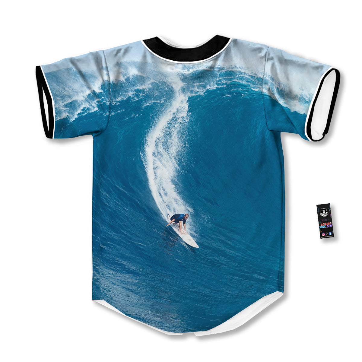 Surfing On Sea Print Baseball Jersey-grizzshop