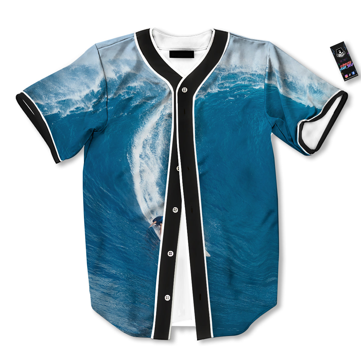 Surfing On Sea Print Baseball Jersey-grizzshop
