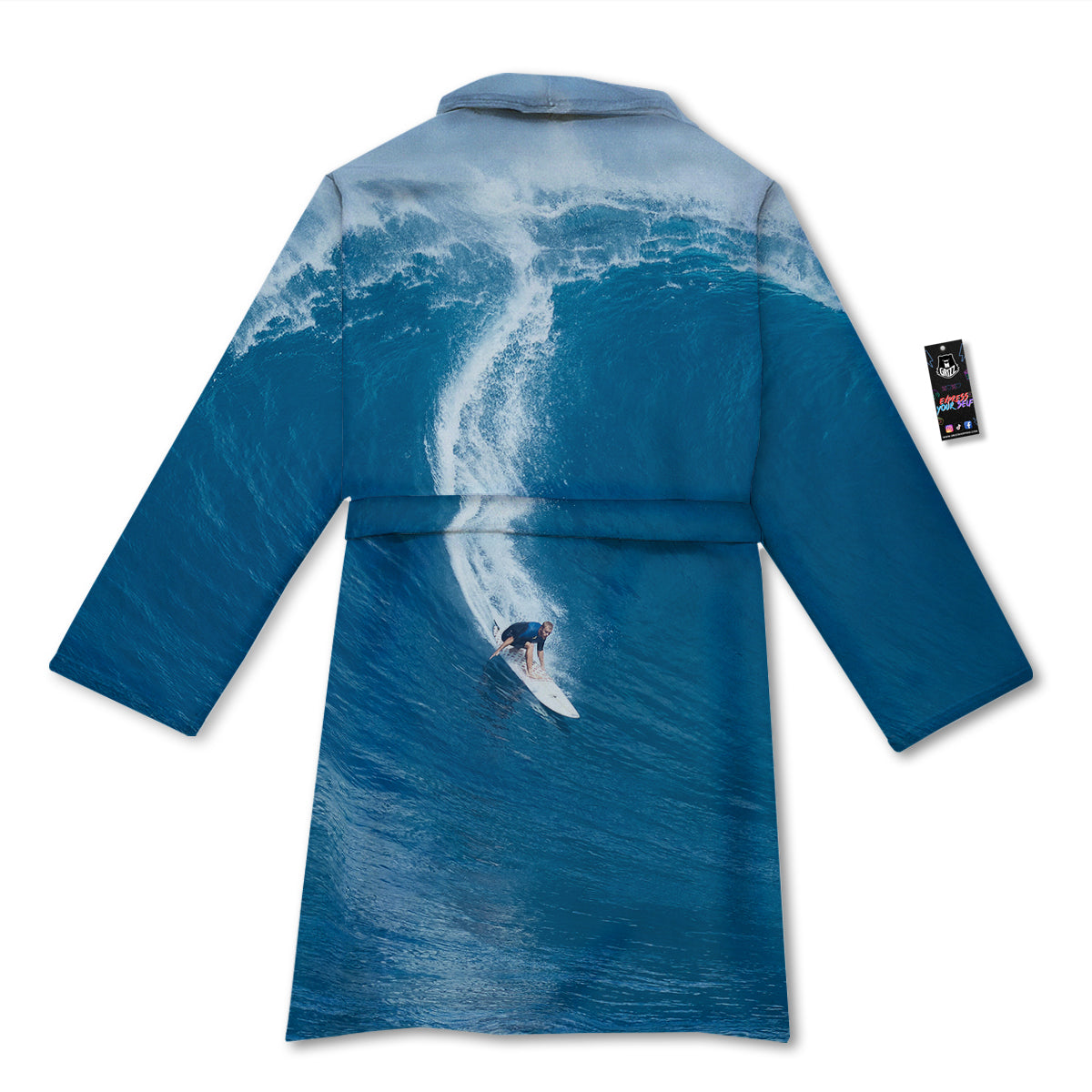 Surfing On Sea Print Bathrobe-grizzshop
