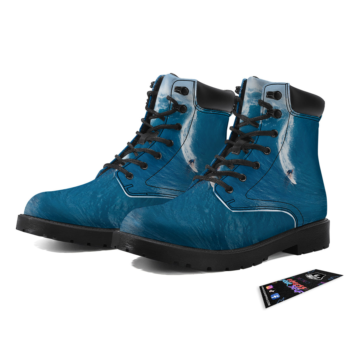 Surfing On Sea Print Boots-grizzshop