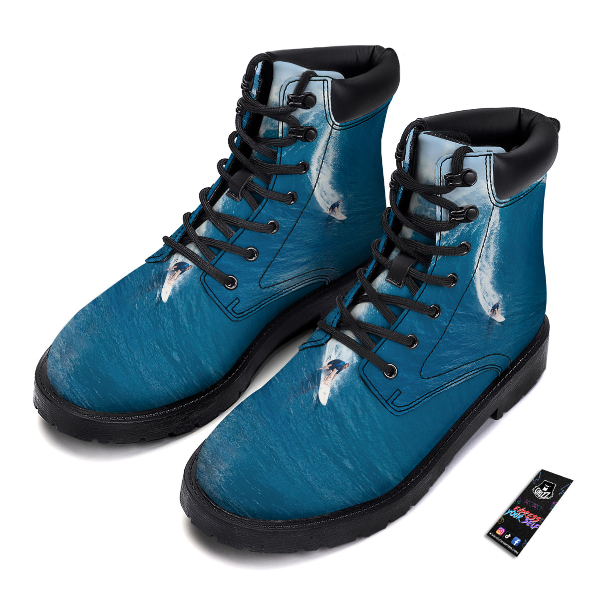Surfing On Sea Print Boots-grizzshop