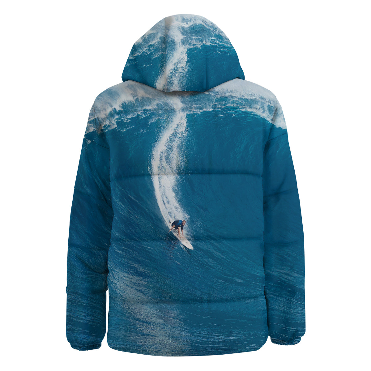 Surfing On Sea Print Down Jacket-grizzshop