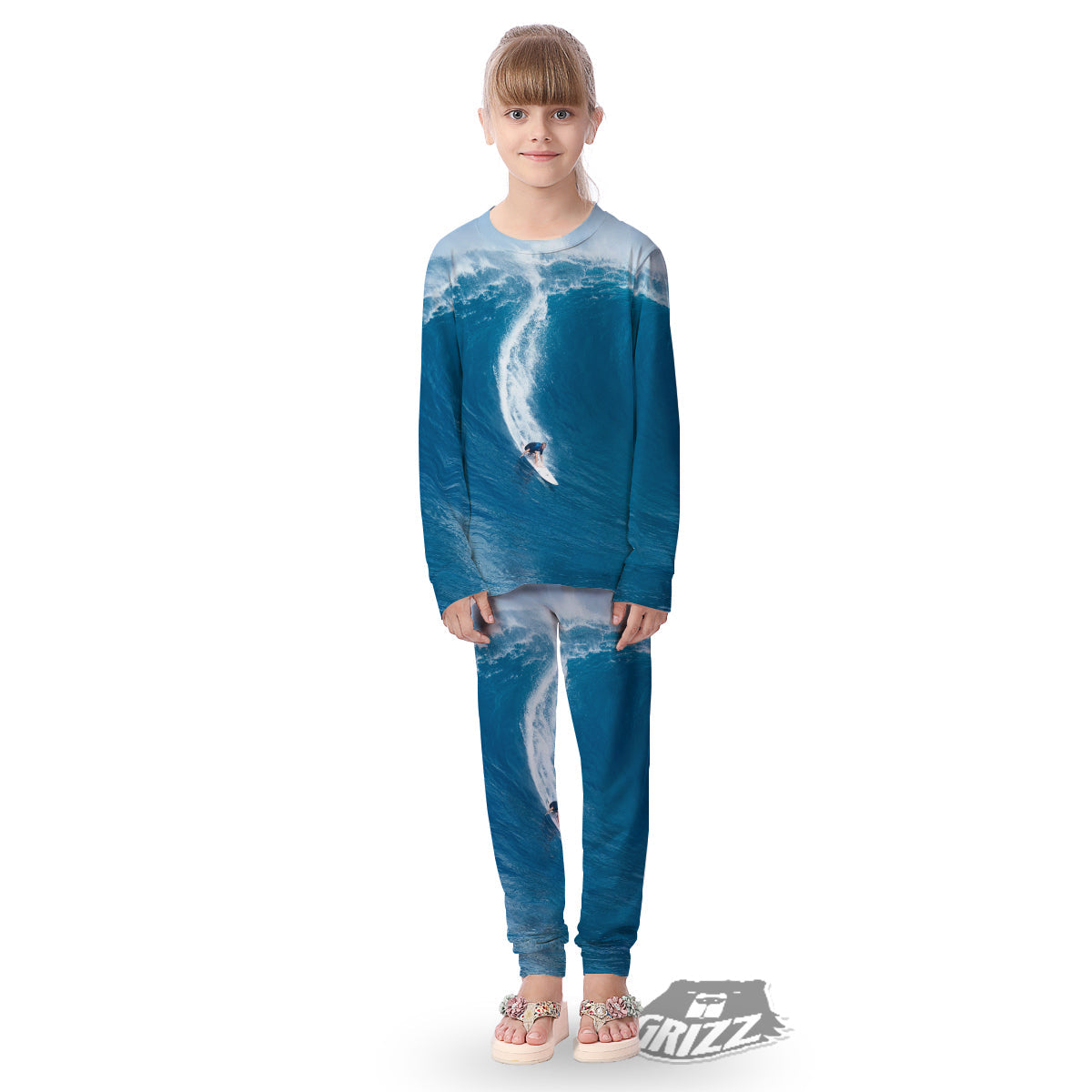 Surfing On Sea Print Kid's Pajamas-grizzshop