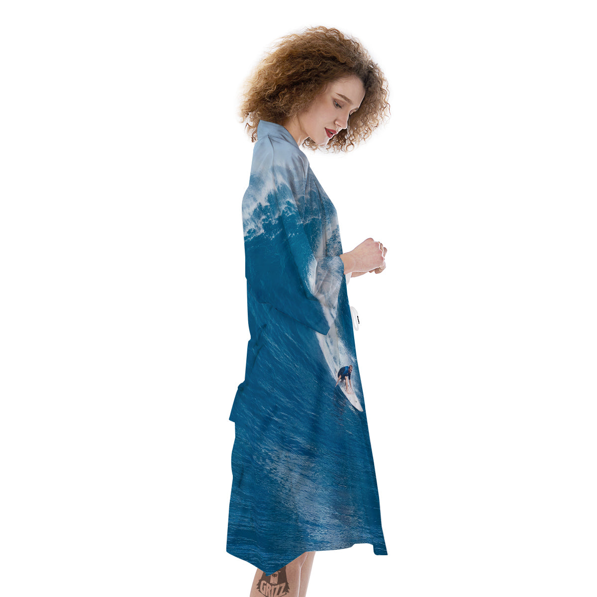 Surfing On Sea Print Kimono-grizzshop