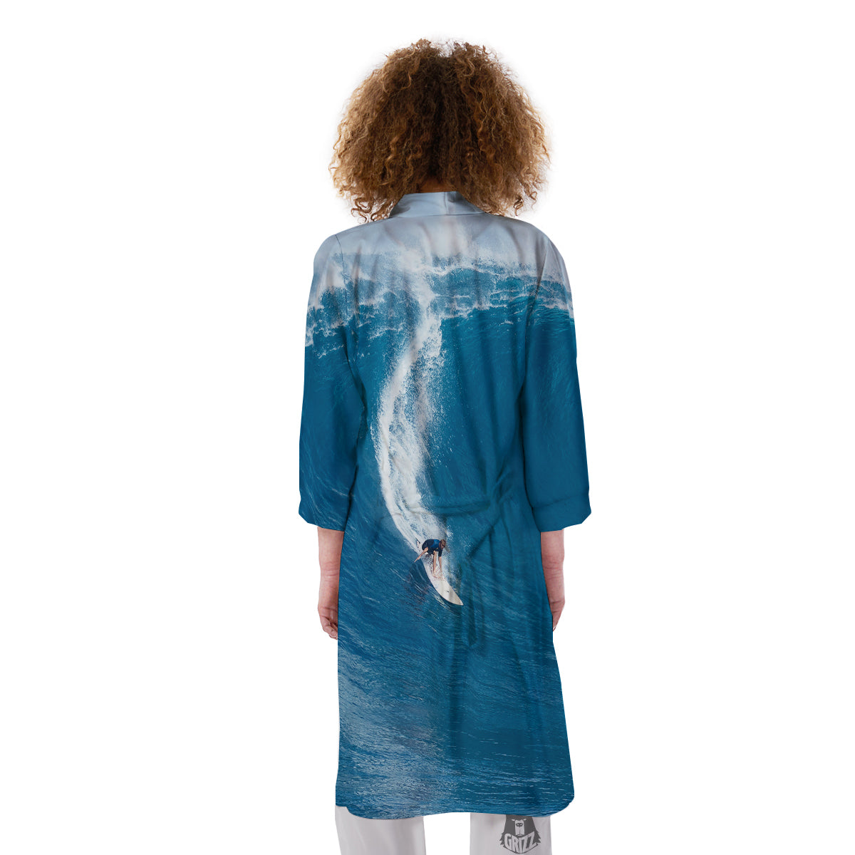 Surfing On Sea Print Kimono-grizzshop