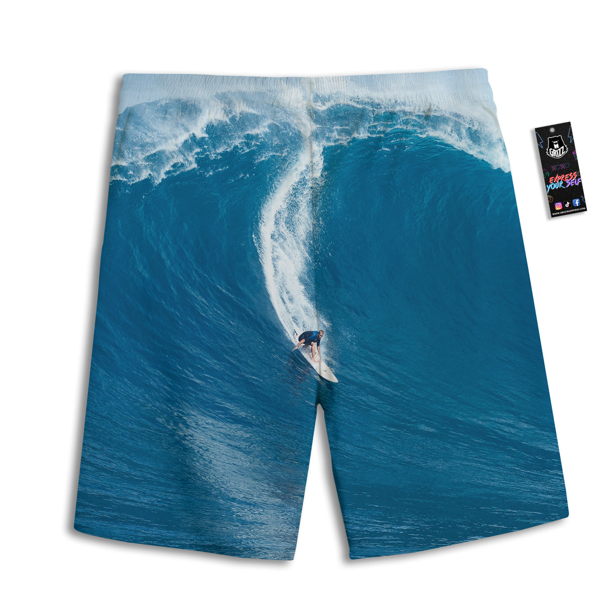 Surfing On Sea Print Men's Athletic Shorts