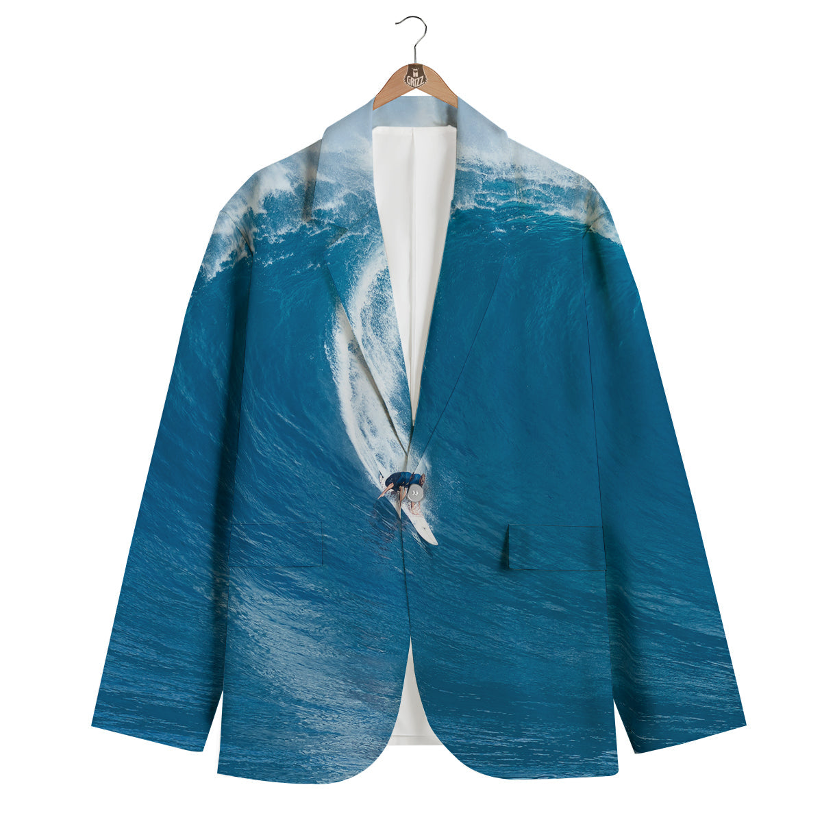 Surfing On Sea Print Men's Blazer-grizzshop