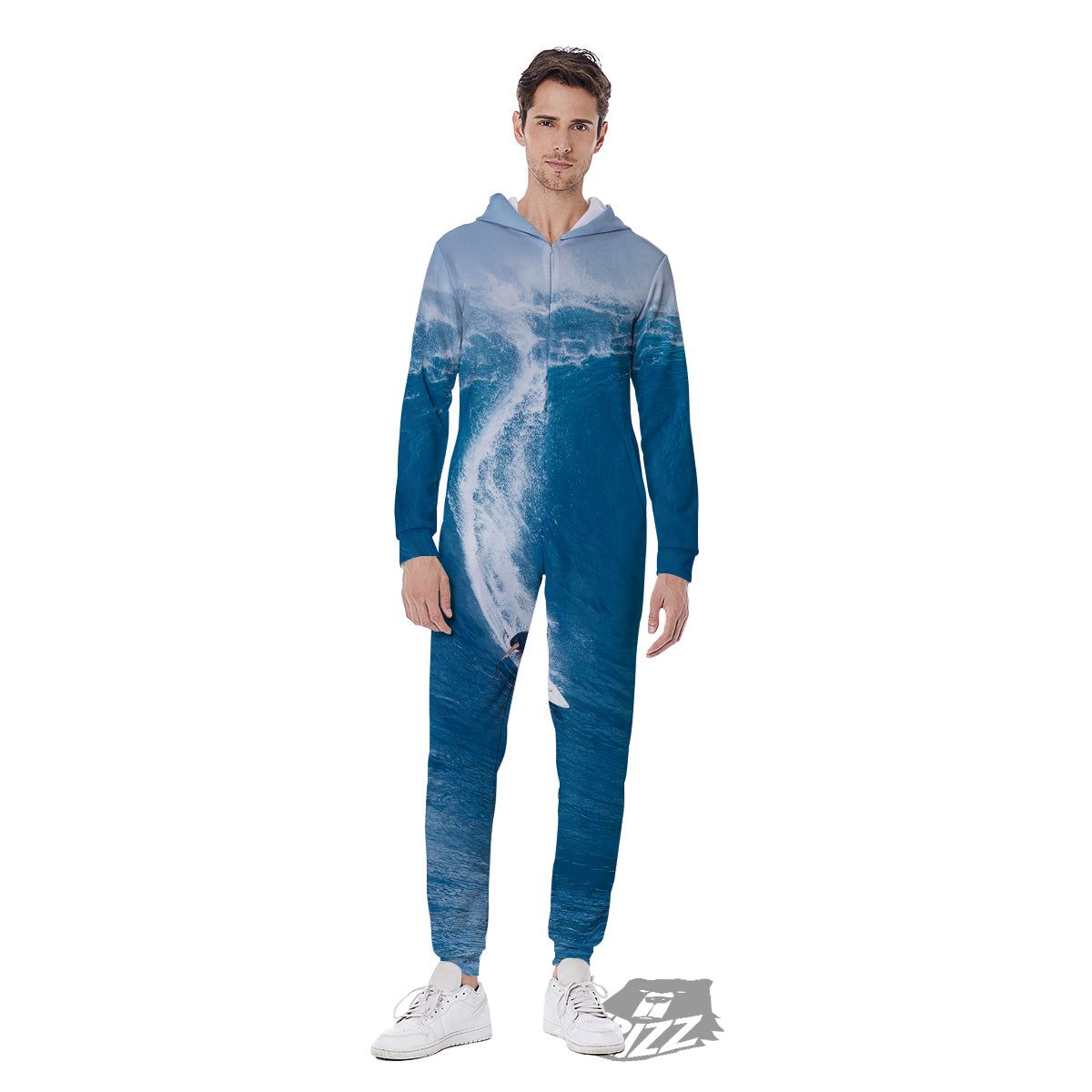 Surfing On Sea Print Men's Jumpsuit-grizzshop