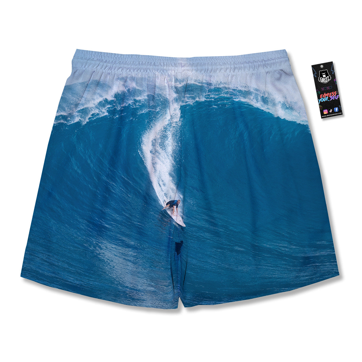 Surfing On Sea Print Men's Running Shorts-grizzshop