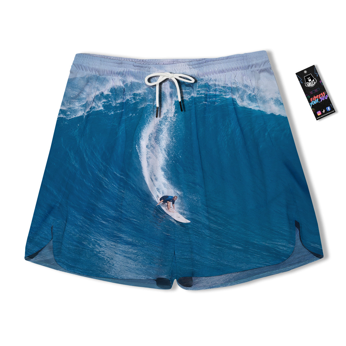 Surfing On Sea Print Men's Running Shorts-grizzshop