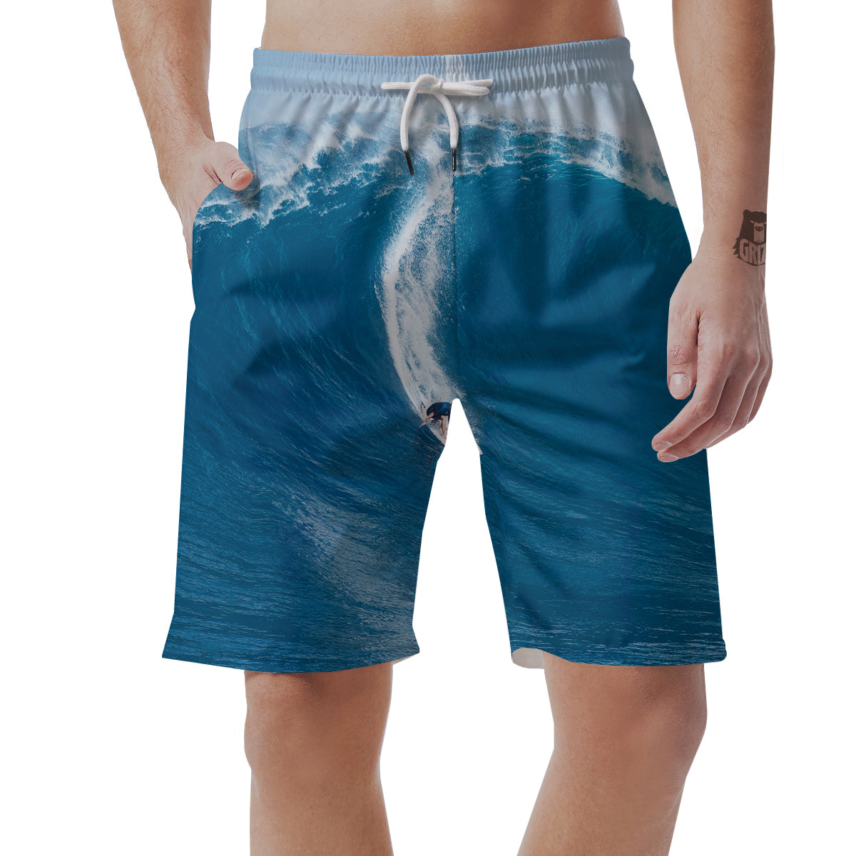 Surfing On Sea Print Men's Shorts-grizzshop