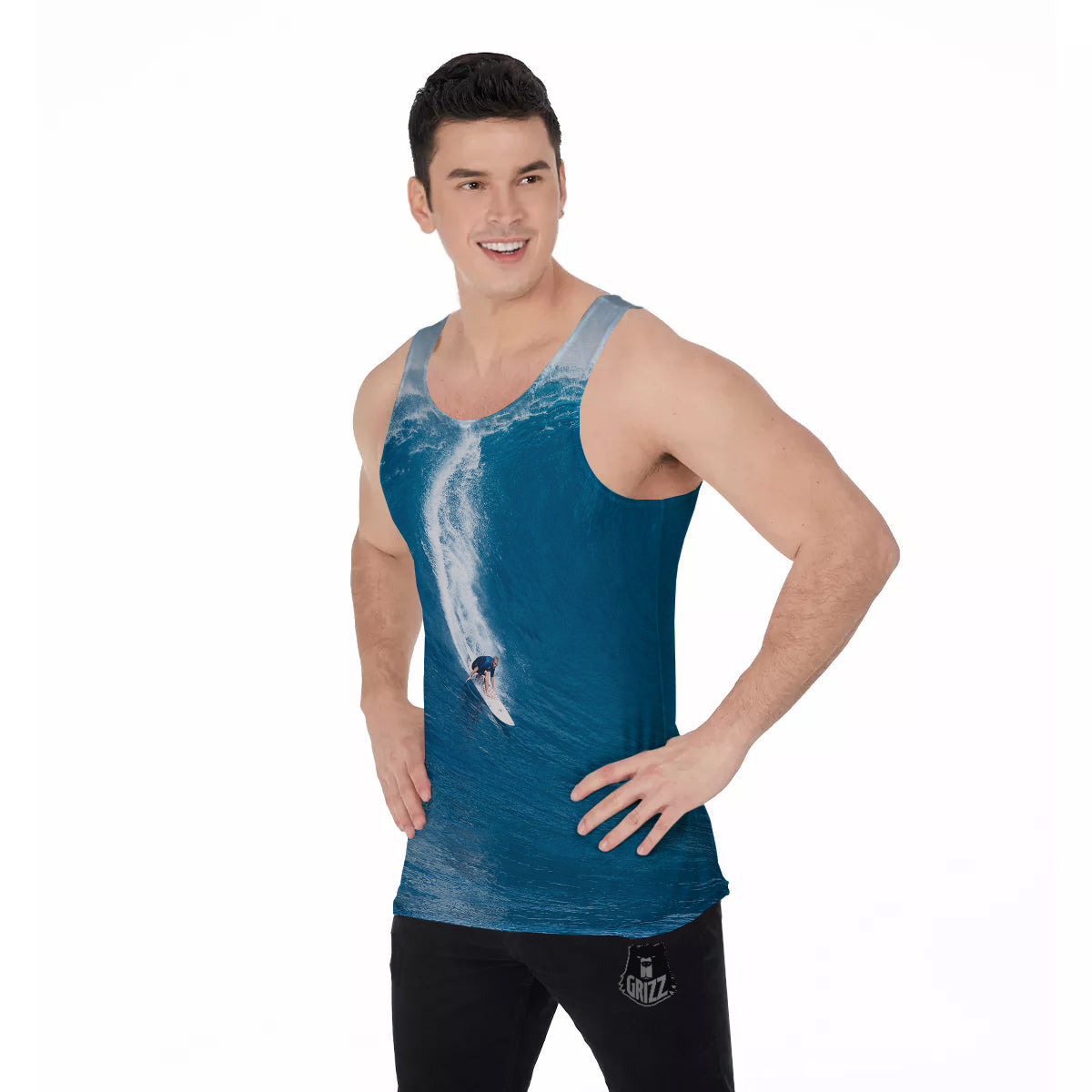Surfing On Sea Print Men's Tank Top-grizzshop
