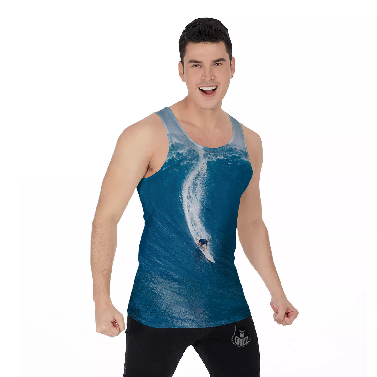 Surfing On Sea Print Men's Tank Top-grizzshop