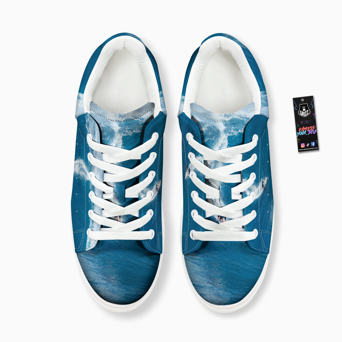 Surfing On Sea Print Platform Shoes-grizzshop