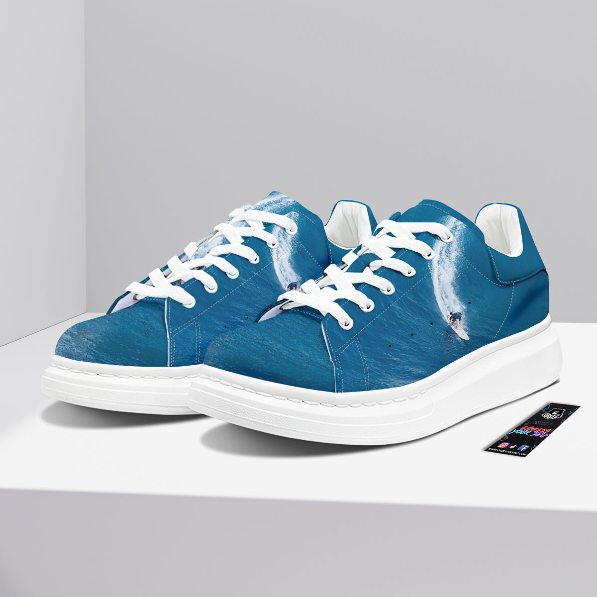 Surfing On Sea Print Platform Shoes-grizzshop