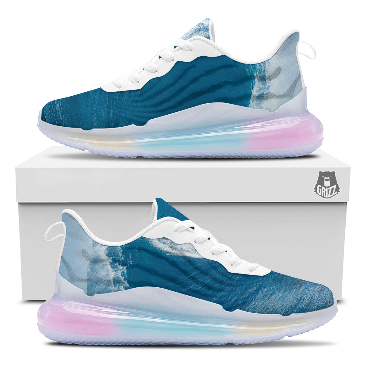 Surfing On Sea Print Running Sneakers-grizzshop