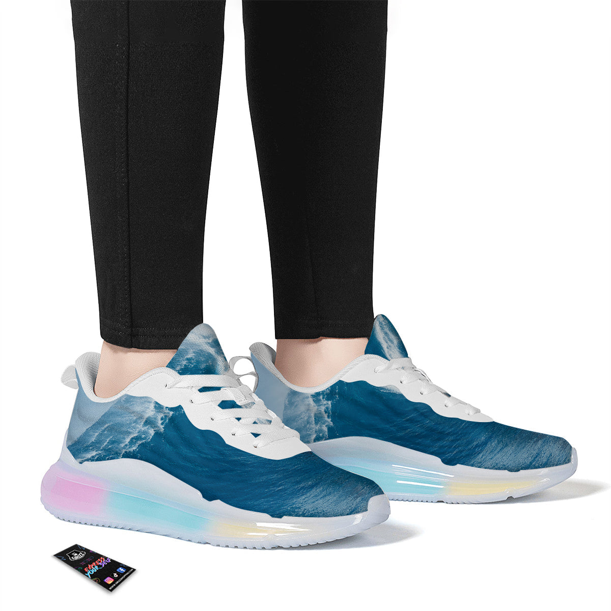 Surfing On Sea Print Running Sneakers-grizzshop