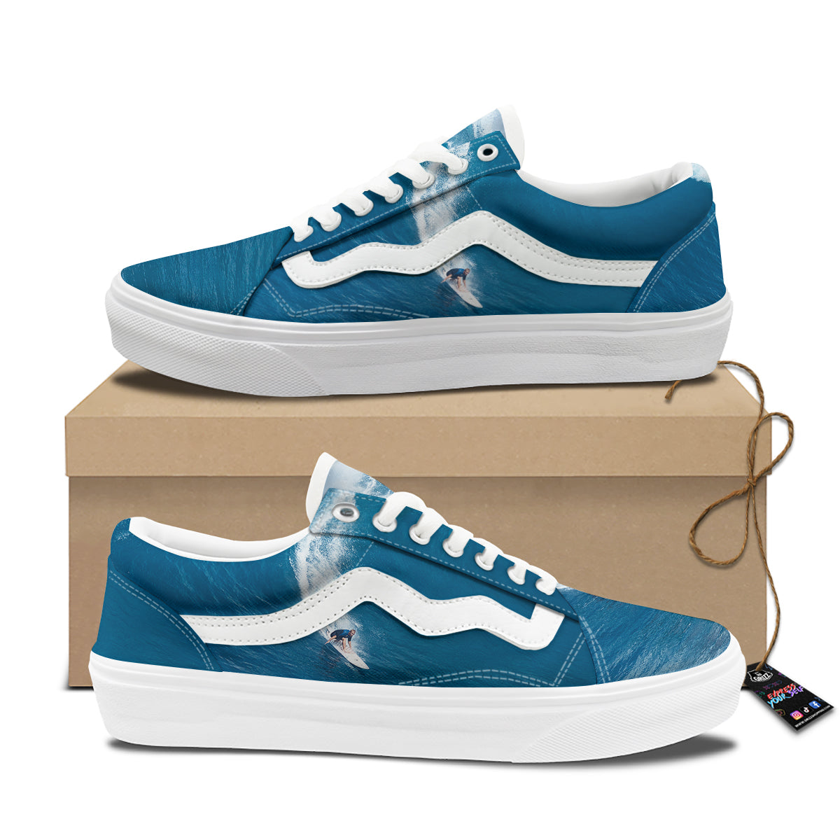 Surfing On Sea Print Skate Shoes-grizzshop