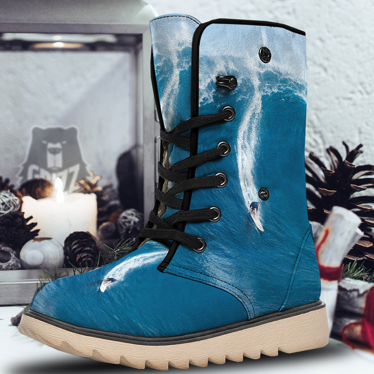 Surfing On Sea Print Snow Boots-grizzshop