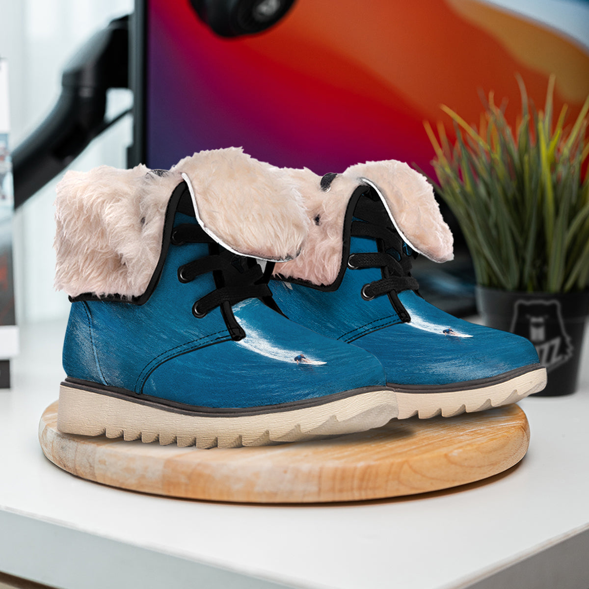 Surfing On Sea Print Snow Boots-grizzshop