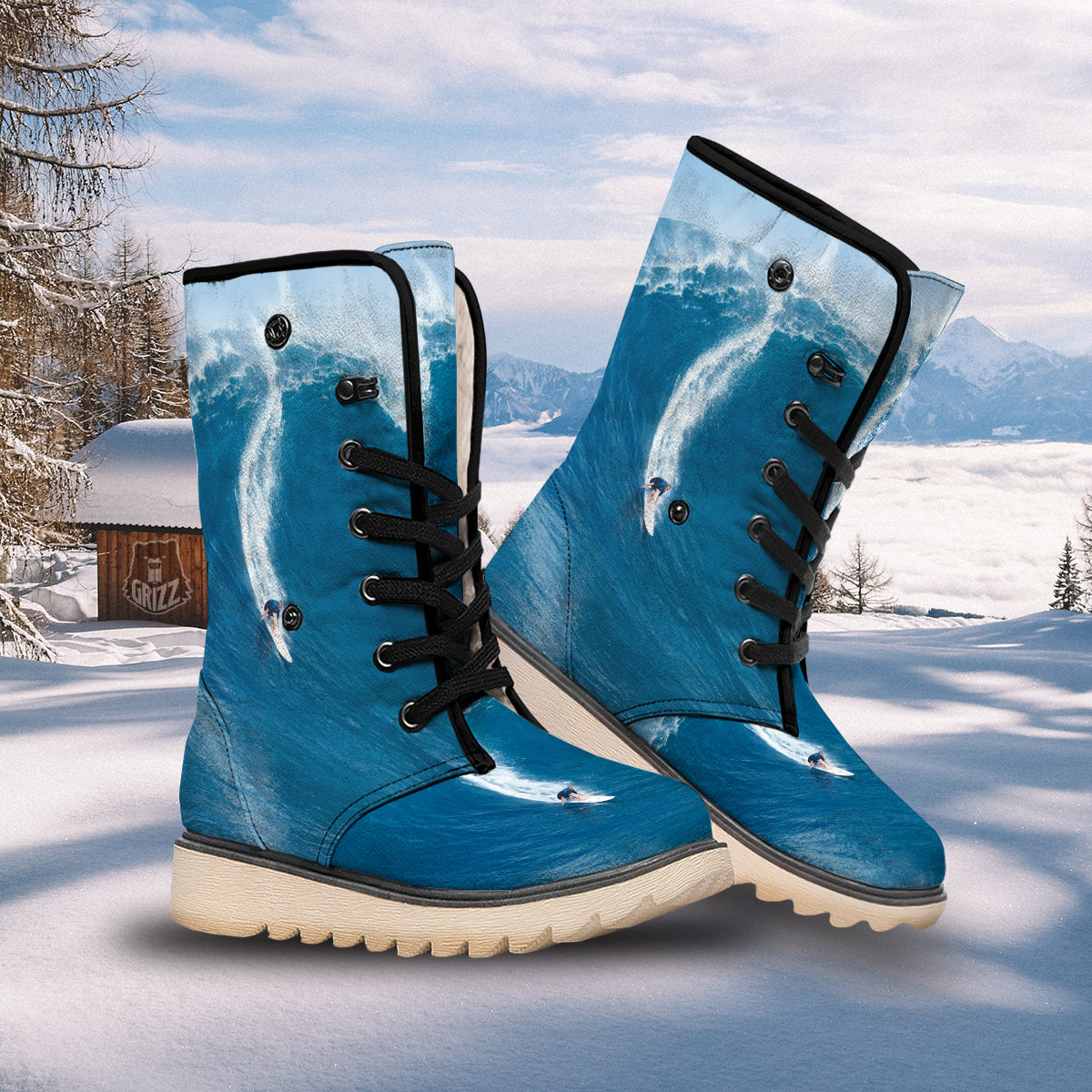 Surfing On Sea Print Snow Boots-grizzshop