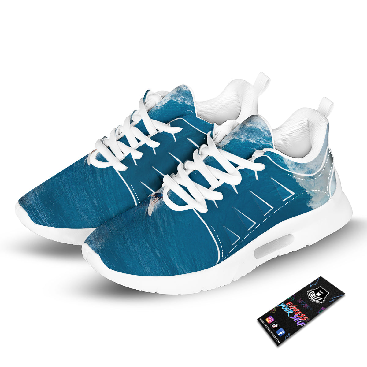 Surfing On Sea Print Tennis Shoes-grizzshop