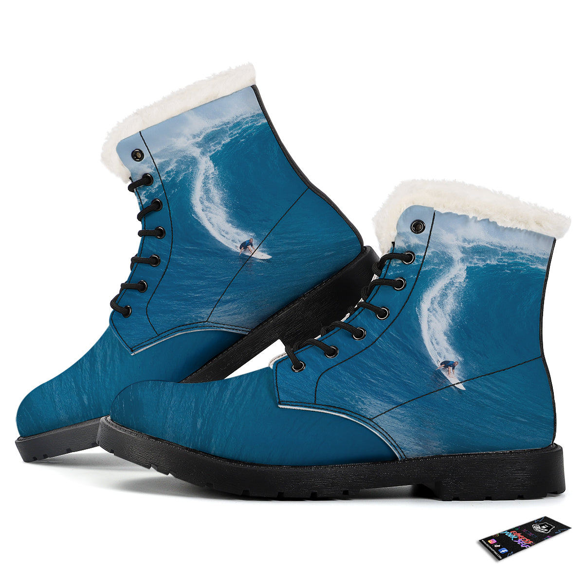 Surfing On Sea Print Winter Boots-grizzshop