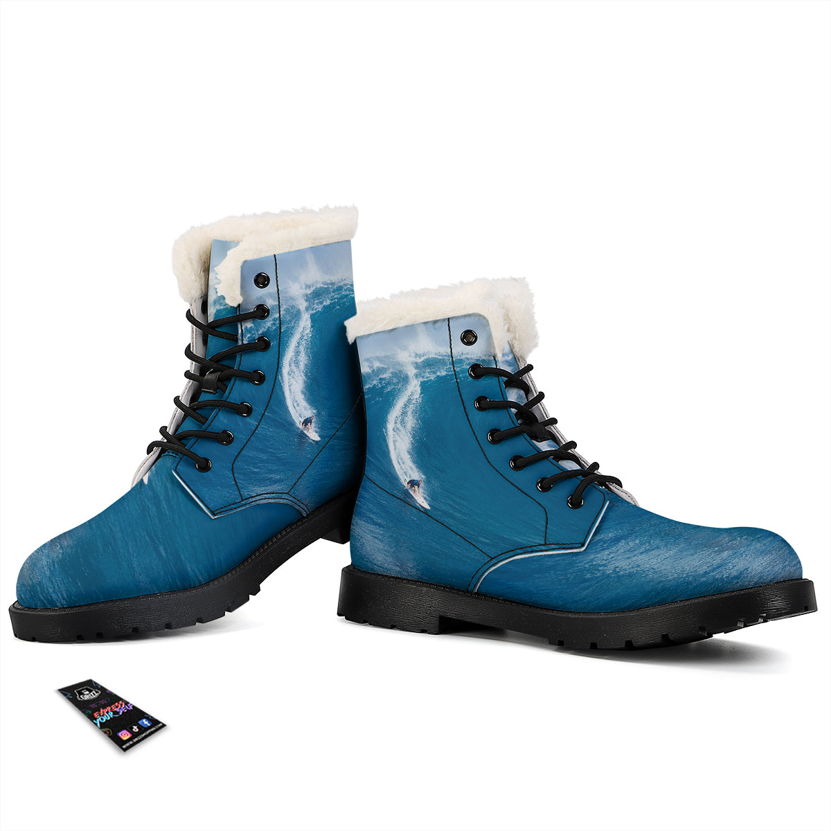Surfing On Sea Print Winter Boots-grizzshop