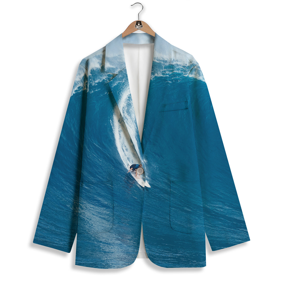 Surfing On Sea Print Women's Blazer-grizzshop