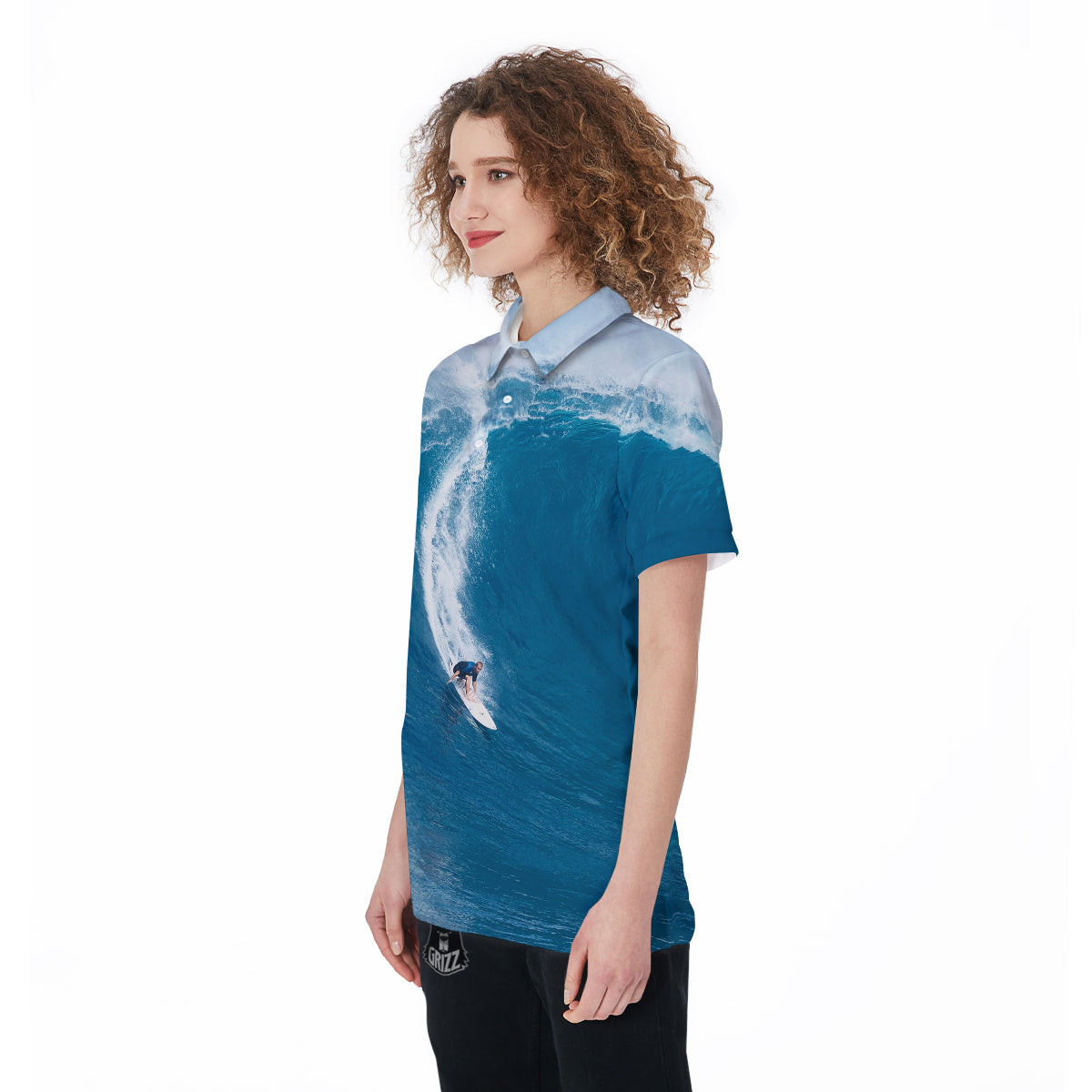 Surfing On Sea Print Women's Golf Shirts-grizzshop