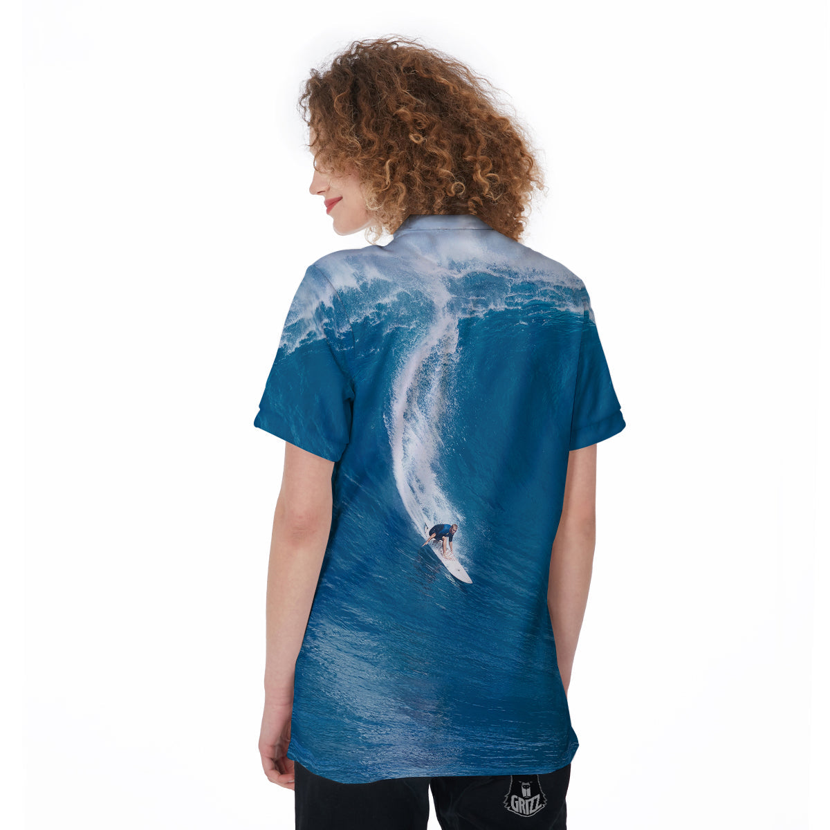 Surfing On Sea Print Women's Golf Shirts-grizzshop