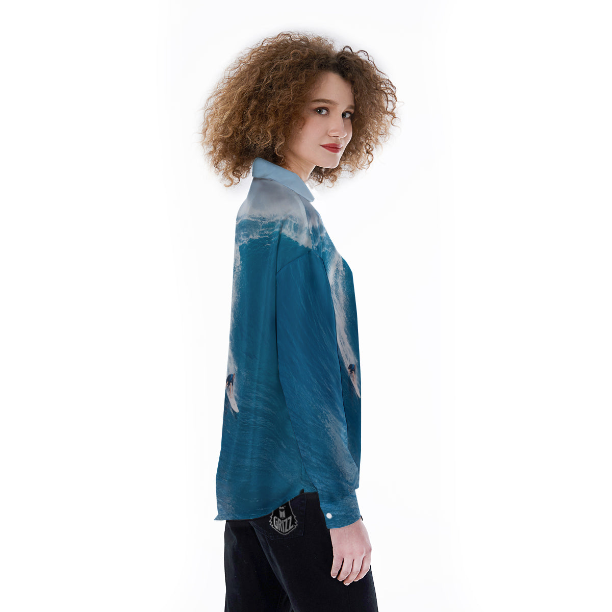 Surfing On Sea Print Women's Long Sleeve Shirts-grizzshop