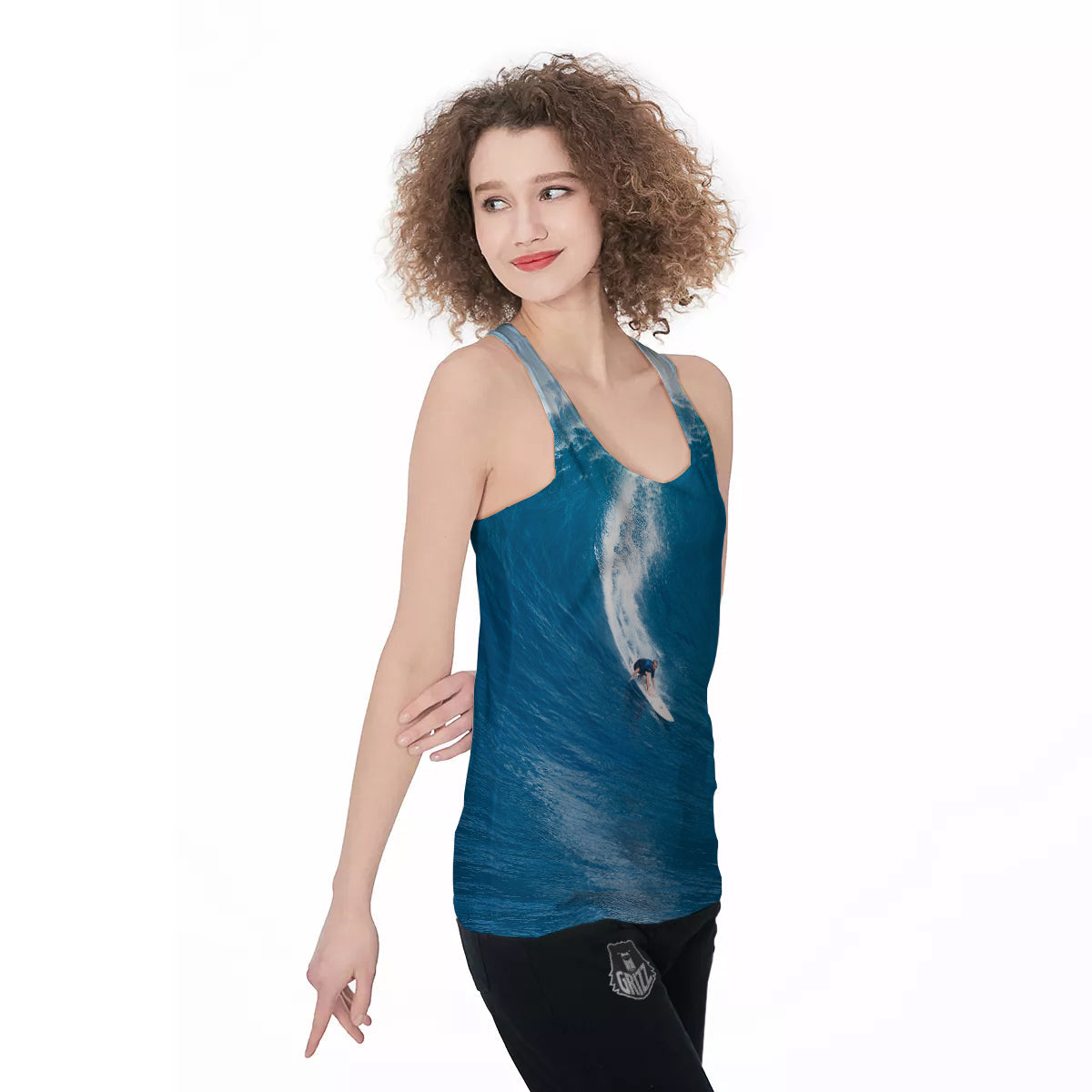 Surfing On Sea Print Women's Racerback Tank Top-grizzshop