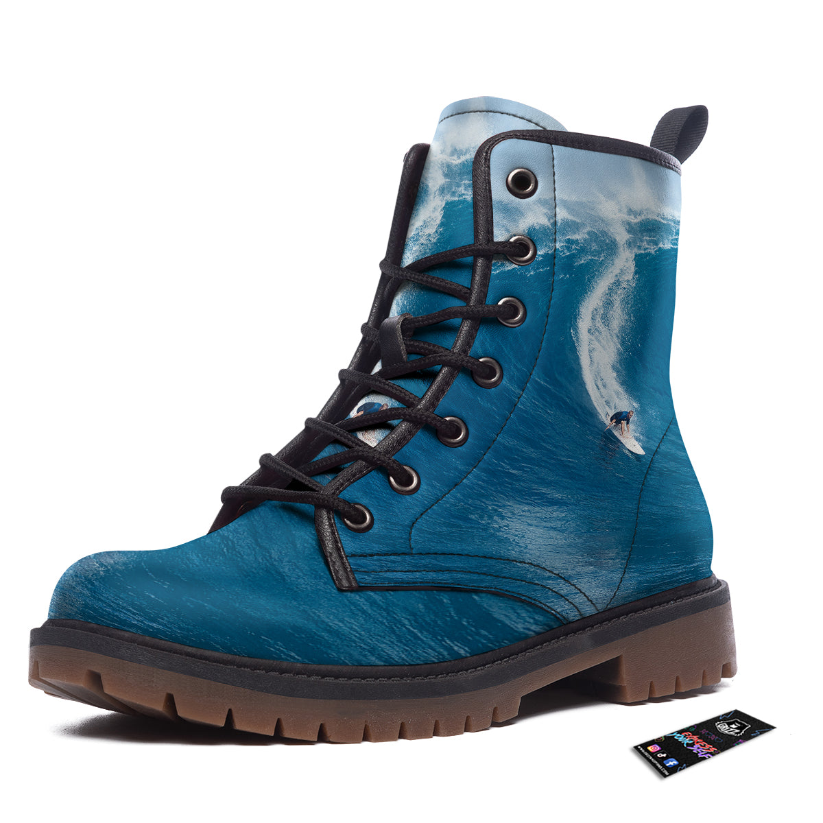 Surfing On Sea Print Work Boots-grizzshop