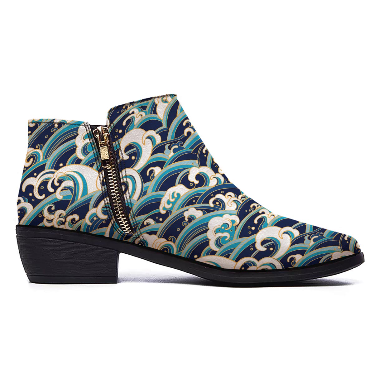 Surfing Sea Wave Print Pattern Ankle Boots-grizzshop