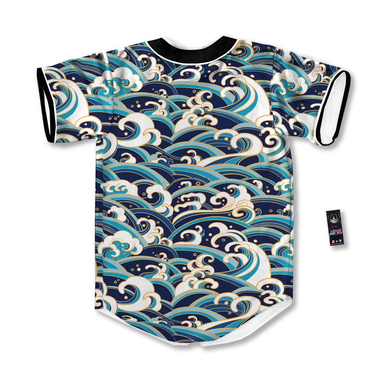 Surfing Sea Wave Print Pattern Baseball Jersey-grizzshop