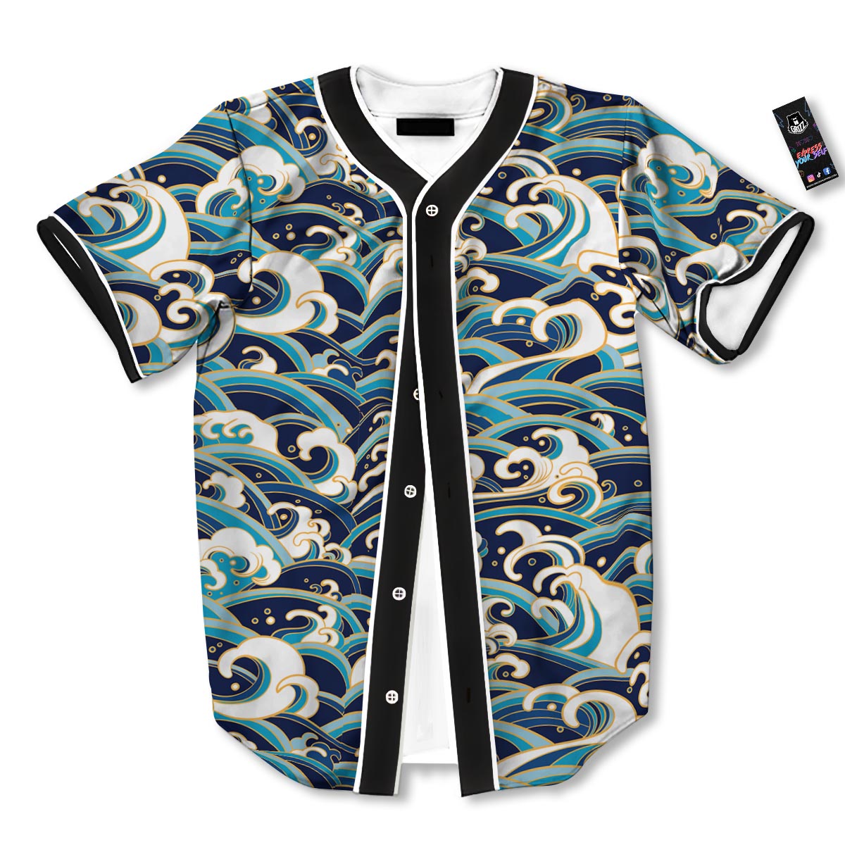 Surfing Sea Wave Print Pattern Baseball Jersey-grizzshop