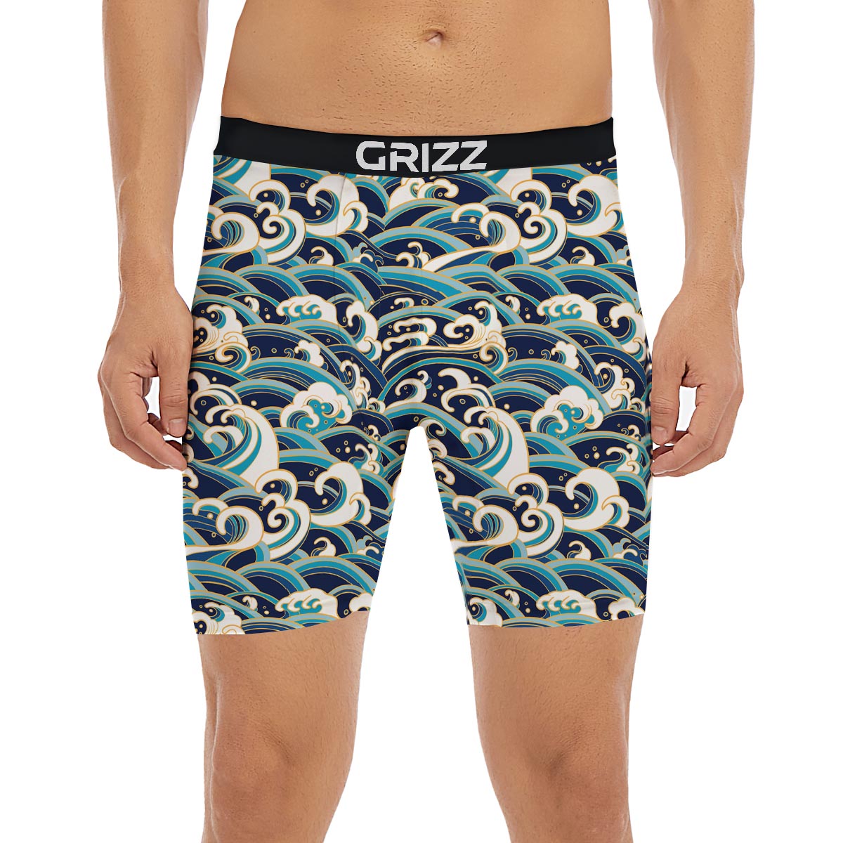Surfing Sea Wave Print Pattern Boxer Briefs-grizzshop