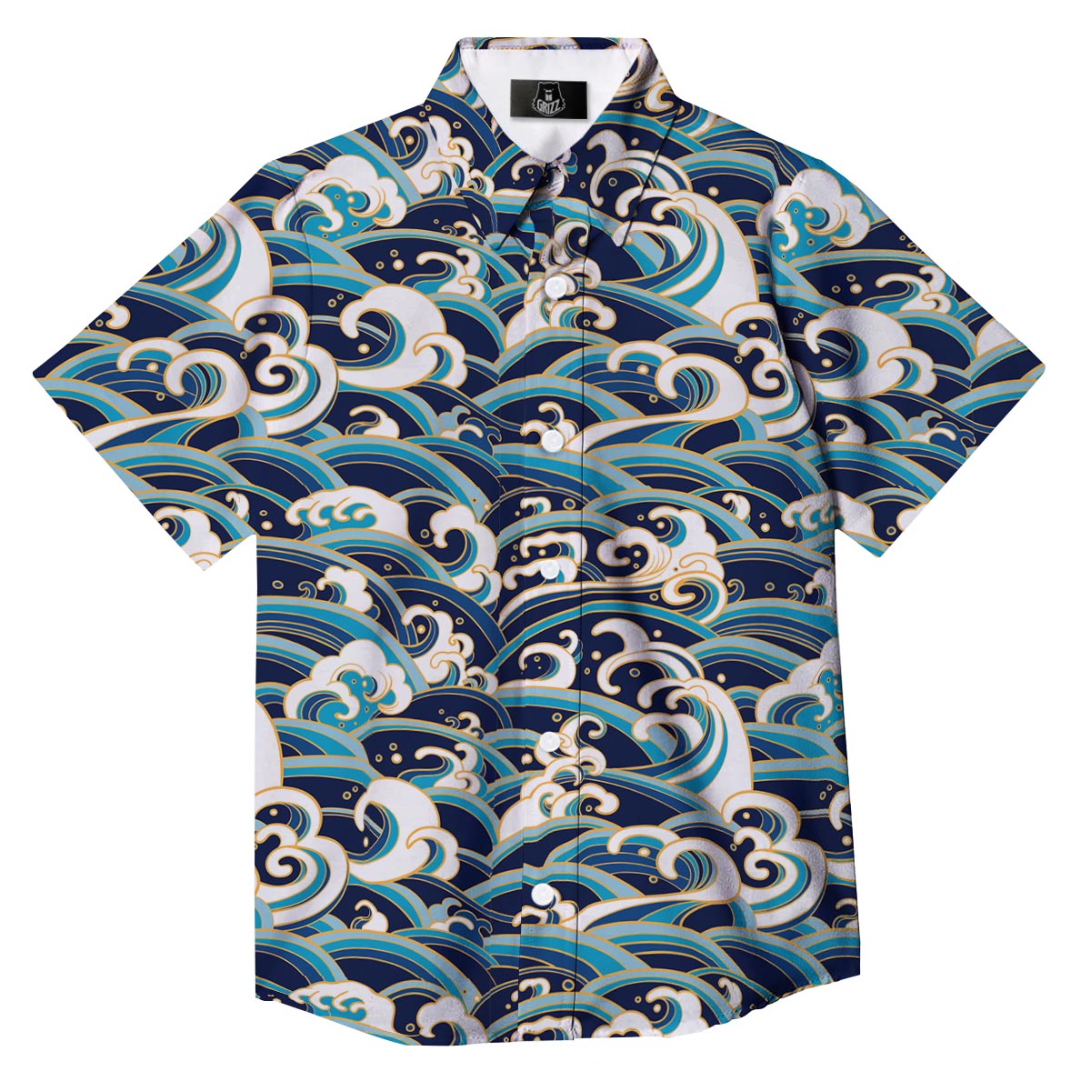 Surfing Sea Wave Print Pattern Button Up Shirt-grizzshop
