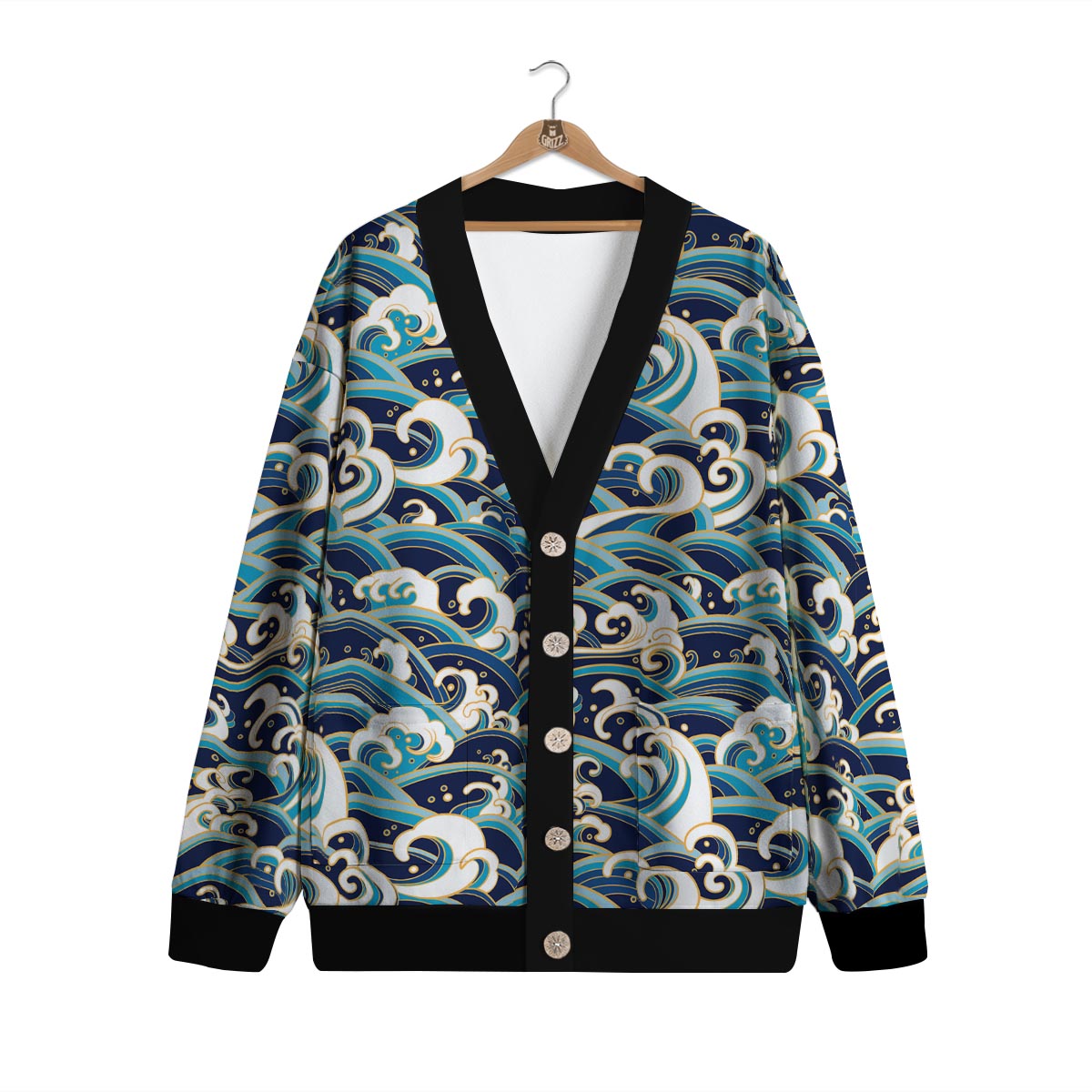 Surfing Sea Wave Print Pattern Cardigan-grizzshop
