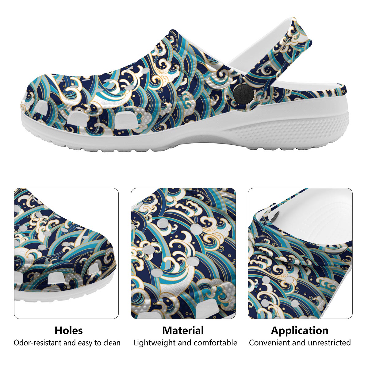 Surfing Sea Wave Print Pattern Clog-grizzshop