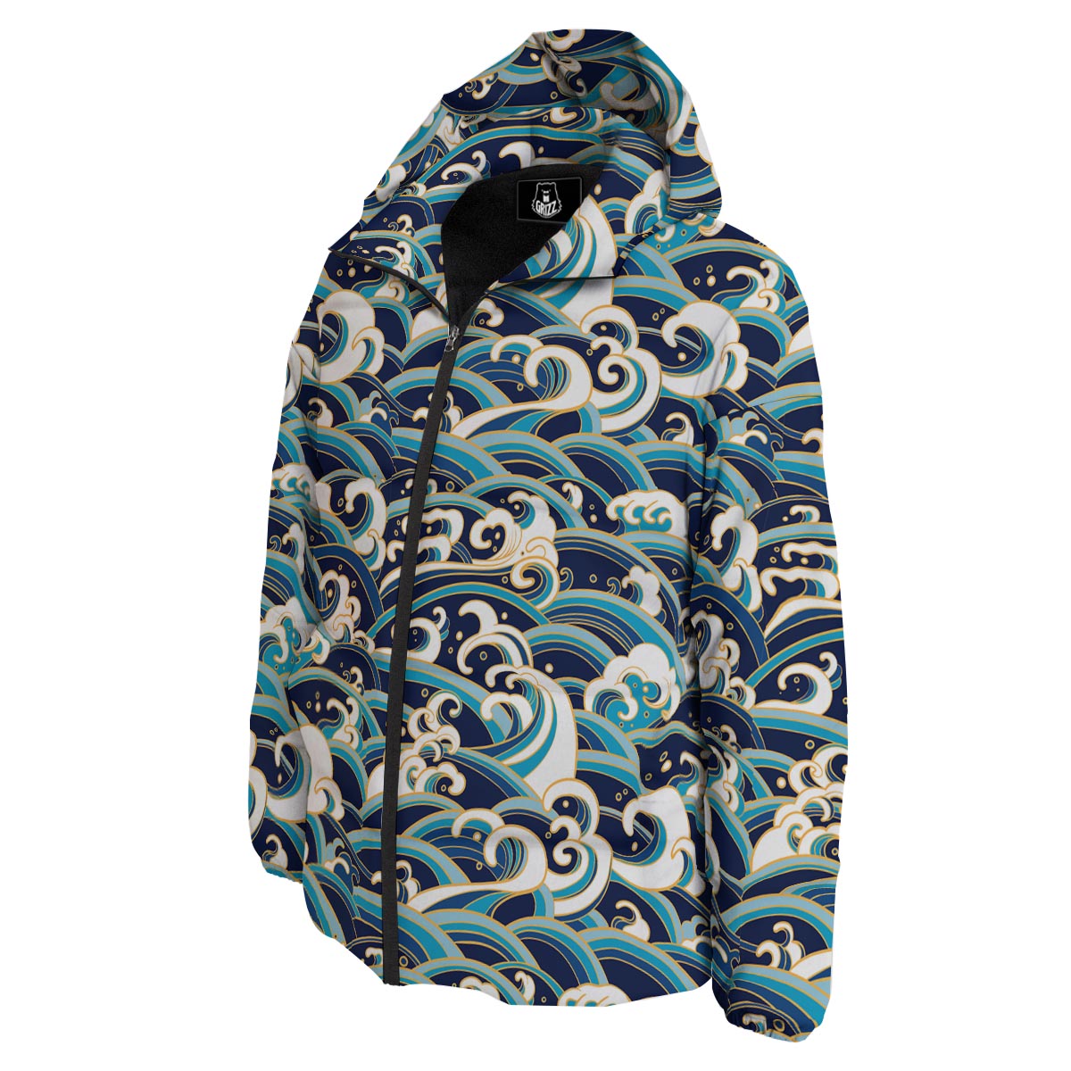 Surfing Sea Wave Print Pattern Down Jacket-grizzshop